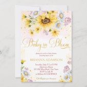 Invitation Fleur de tournesol sauvage dans le baby shower en (Devant)