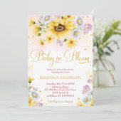 Invitation Fleur de tournesol sauvage dans le baby shower en (Debout devant)