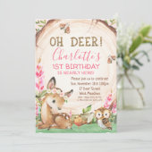 Invitation Fleur de tranche de bois Oh Deer Girls Anniversair (Debout devant)