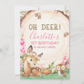 Invitation Fleur de tranche de bois Oh Deer Girls Anniversair (Dos)