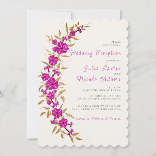 Invitation Fleur de trompette violet Jardin Réception de mari (Devant)