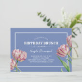 Invitation Fleur de tulipe Anniversaire Brunch Violet (Debout devant)