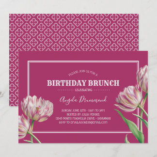 Invitation Fleur de tulipe Brunch rose