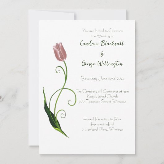 Invitation Fleur de tulipe rose (Devant)