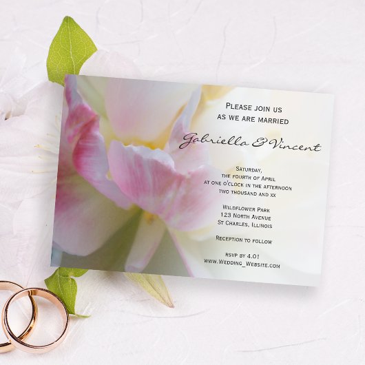 Invitation Fleur de tulipe rose blanc Mariage de printemps