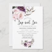 Invitation Fleur de velours profond Sip and See (Devant)
