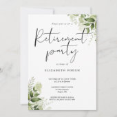 Invitation Fleur de verdure Élégant Script Retraite Party (Devant)