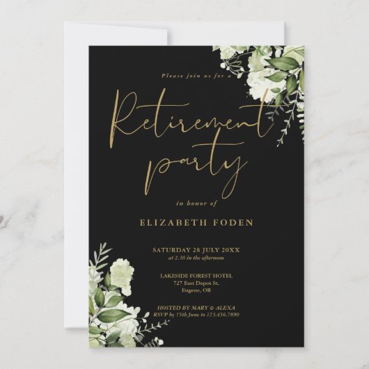 Invitation Fleur de verdure Script photo Parti de retraite (Devant)