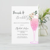 Invitation Fleur de verre de Champagne rose Brunch & Bubbly (Debout devant)