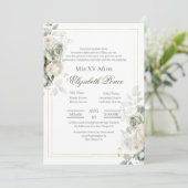 Invitation Fleur de vert sauge Quinceanera (Debout devant)