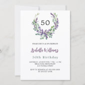 Invitation Fleur de violet lavande fleur de verdure anniversa (Devant)