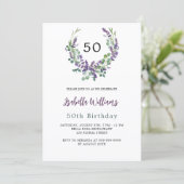 Invitation Fleur de violet lavande fleur de verdure anniversa (Debout devant)