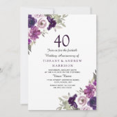 Invitation Fleur de Violette Pourpre 40e Anniversaire de Mari (Devant)
