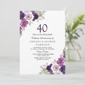 Invitation Fleur de Violette Pourpre 40e Anniversaire de Mari (Debout devant)