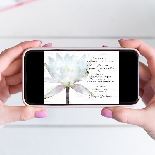 Invitation Fleur d'eau Célébration de la vie