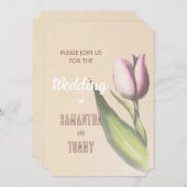 Invitation Fleur d'élégant Tulipe jaune et rose | Mariage ro (Devant / Derrière)