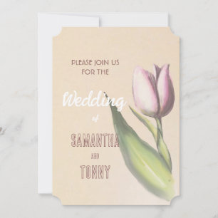 Invitation Fleur d'élégant Tulipe jaune et rose Mariage ro