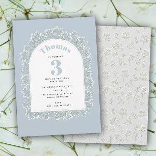 Invitation Fleur d'Enfant Respiration Bleue Gypsophile Fête d