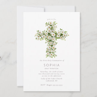 Invitation Fleur des prés pour la Première Sainte Communion