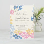 Invitation Fleur d'été bleu jaune Fête des mariées Inv (Debout devant)