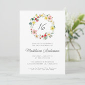 Invitation Fleur d'été fraise Wreath 16e anniversaire (Debout devant)