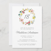 Invitation Fleur d'été fraise Wreath 18e anniversaire (Devant)