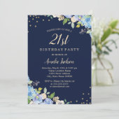 Invitation Fleur d'étincelle Bleu 21e fête d'anniversaire (Debout devant)