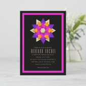 Invitation Fleur d'étoile rose violet bat mitzvah (Debout devant)
