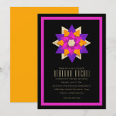 Invitation Fleur d'étoile rose violet bat mitzvah (Devant / Derrière)