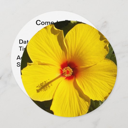 Invitation Fleur d'Hibiscus jaune (Devant / Derrière)
