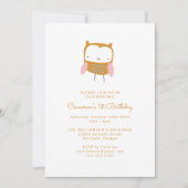 Invitation Fleur d'hibou rose moderne Simple 1er anniversaire (Devant)