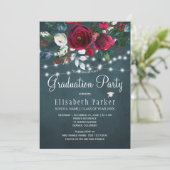 Invitation Fleur d'hiver chic bordeaux soirée de graduation P (Debout devant)