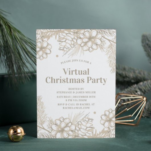 Invitation Fleur d'hiver Fête virtuelle de Noël en ligne