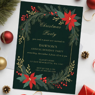 Invitation Fleur d'hiver Green Gold Noël