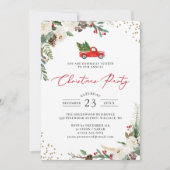 Invitation Fleur d'hiver Holly Berries Fête de Noël Camion (Devant)