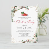 Invitation Fleur d'hiver Holly Berries Fête de Noël Camion (Debout devant)