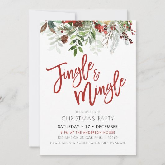 Invitation Fleur d'hiver Jingle & Mingle Noël Party (Devant)