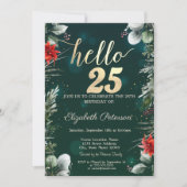 Invitation Fleur d'hiver Poinsettia Vert 25e anniversaire (Devant)