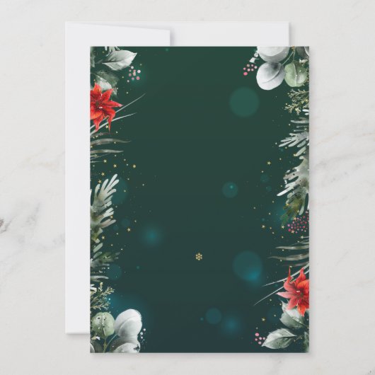 Invitation Fleur d'hiver Poinsettia Vert 25e anniversaire (Dos)