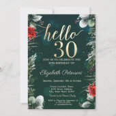 Invitation Fleur d'hiver Poinsettia Vert 30e anniversaire (Devant)