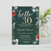 Invitation Fleur d'hiver Poinsettia Vert 30e anniversaire (Debout devant)