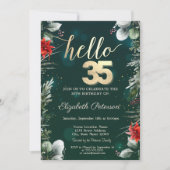 Invitation Fleur d'hiver Poinsettia Vert 35e anniversaire (Devant)