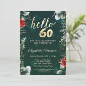 Invitation Fleur d'hiver Poinsettia Vert 60e anniversaire (Debout devant)