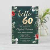 Invitation Fleur d'hiver Poinsettia Vert 60e anniversaire (Debout devant)