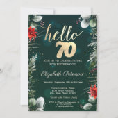 Invitation Fleur d'hiver Poinsettia Vert 70e anniversaire (Devant)