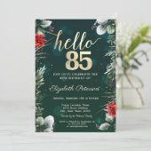 Invitation Fleur d'hiver Poinsettia Vert 85e anniversaire (Debout devant)