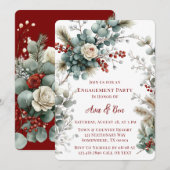 Invitation Fleur d'hiver Red White Rose (Devant / Derrière)