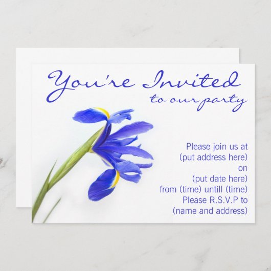 Invitation Fleur d'Iris pourpre (Devant / Derrière)