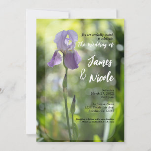 Invitation Fleur d'Iris Violet Mariage de printemps vert