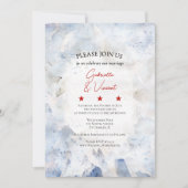 Invitation Fleur d'oeillet bleu 4 juillet Mariage (Devant)